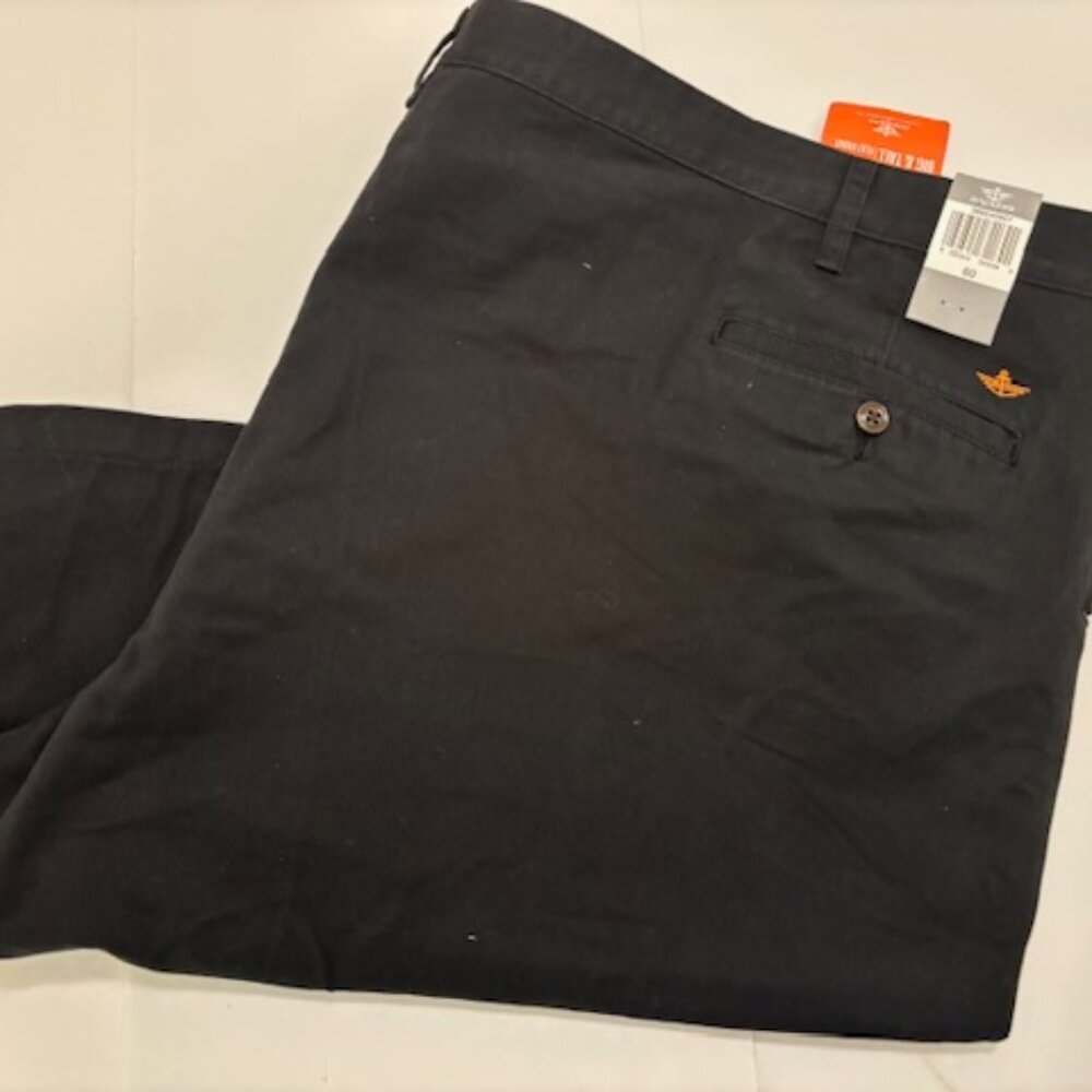 Dockers Pacific Collection NWT Flat Front Black Brushed Cotton Size 60 - Picture 3 of 6